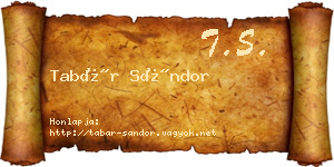 Tabár Sándor névjegykártya