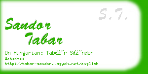 sandor tabar business card